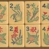 vintage mah jongg tiles. Eight flower design tiles