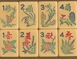 vintage mah jongg tiles. Eight flower design tiles